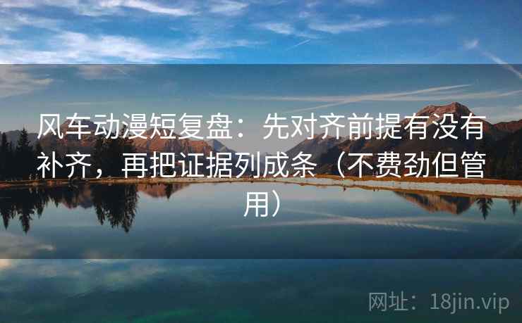 风车动漫短复盘：先对齐前提有没有补齐，再把证据列成条（不费劲但管用）